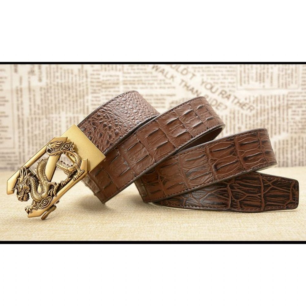 Ceintures Pour Hommes Ceinture À Bracelet Cuir Crocodile Exotique - Café