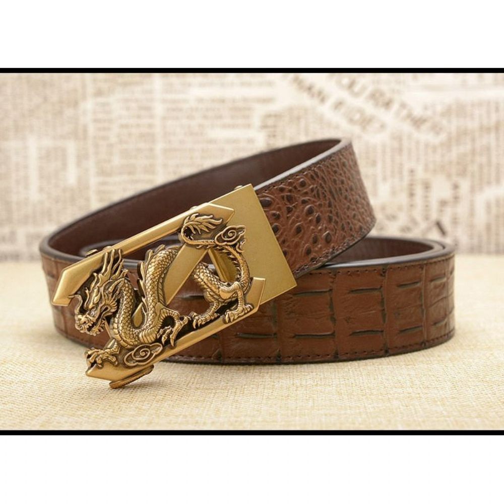 Ceintures Pour Hommes Ceinture À Bracelet Cuir Crocodile Exotique - Café