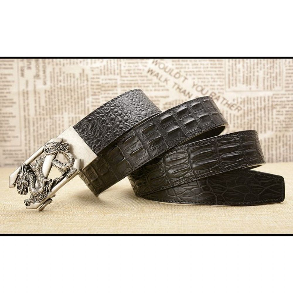 Ceintures Pour Hommes Ceinture À Bracelet Cuir Crocodile Exotique - Noir