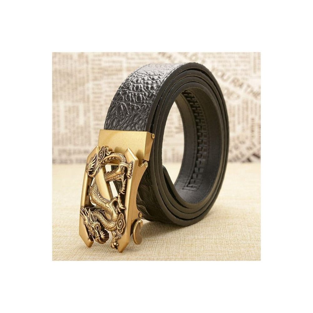 Ceintures Pour Hommes Ceinture À Bracelet Cuir Crocodile Exotique - Noir