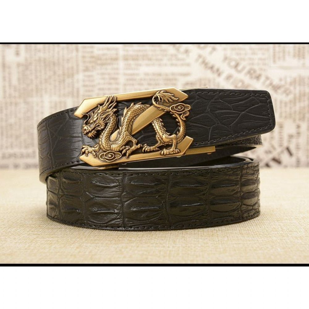 Ceintures Pour Hommes Ceinture À Bracelet Cuir Crocodile Exotique - Noir