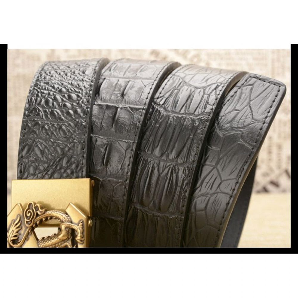 Ceintures Pour Hommes Ceinture À Bracelet Cuir Crocodile Exotique - Noir