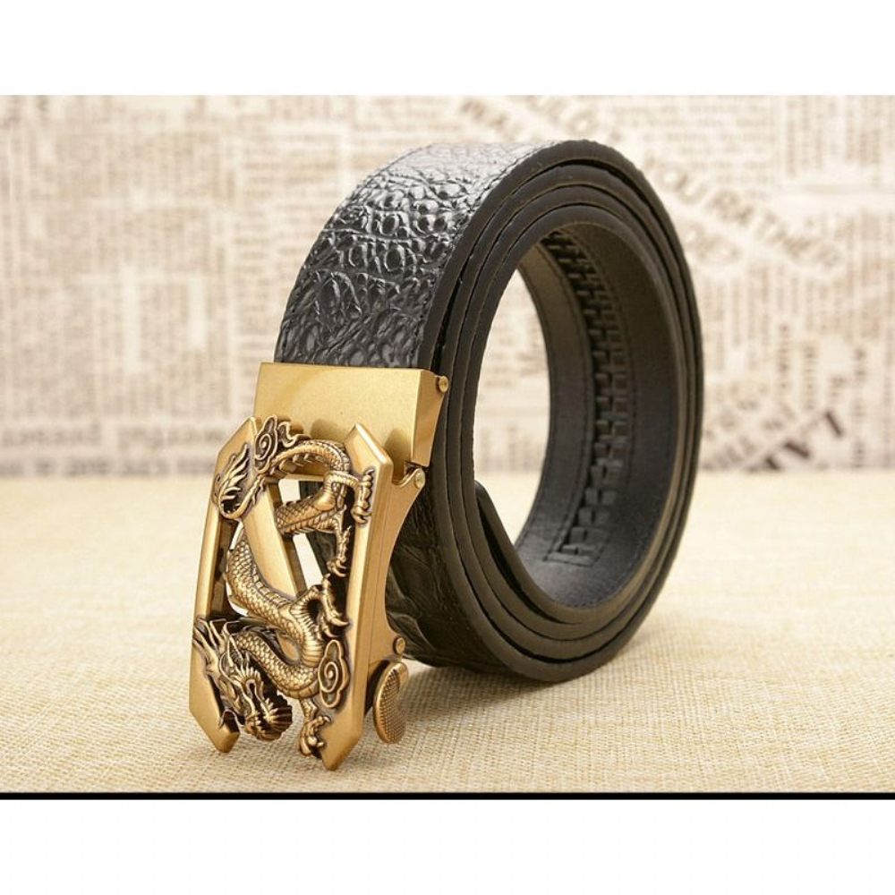 Ceintures Pour Hommes Ceinture À Bracelet Cuir Crocodile Exotique - Noir