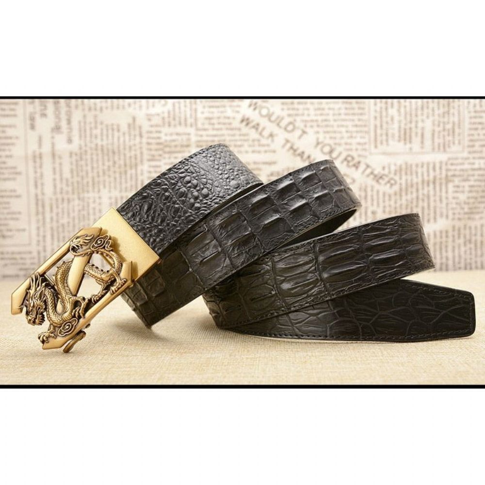 Ceintures Pour Hommes Ceinture À Bracelet Cuir Crocodile Exotique - Noir