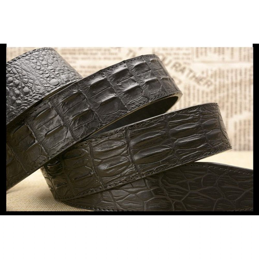 Ceintures Pour Hommes Ceinture À Bracelet Cuir Crocodile Exotique - Noir 2