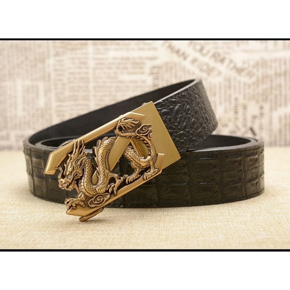 Ceintures Pour Hommes Ceinture À Bracelet Cuir Crocodile Exotique - Noir 2