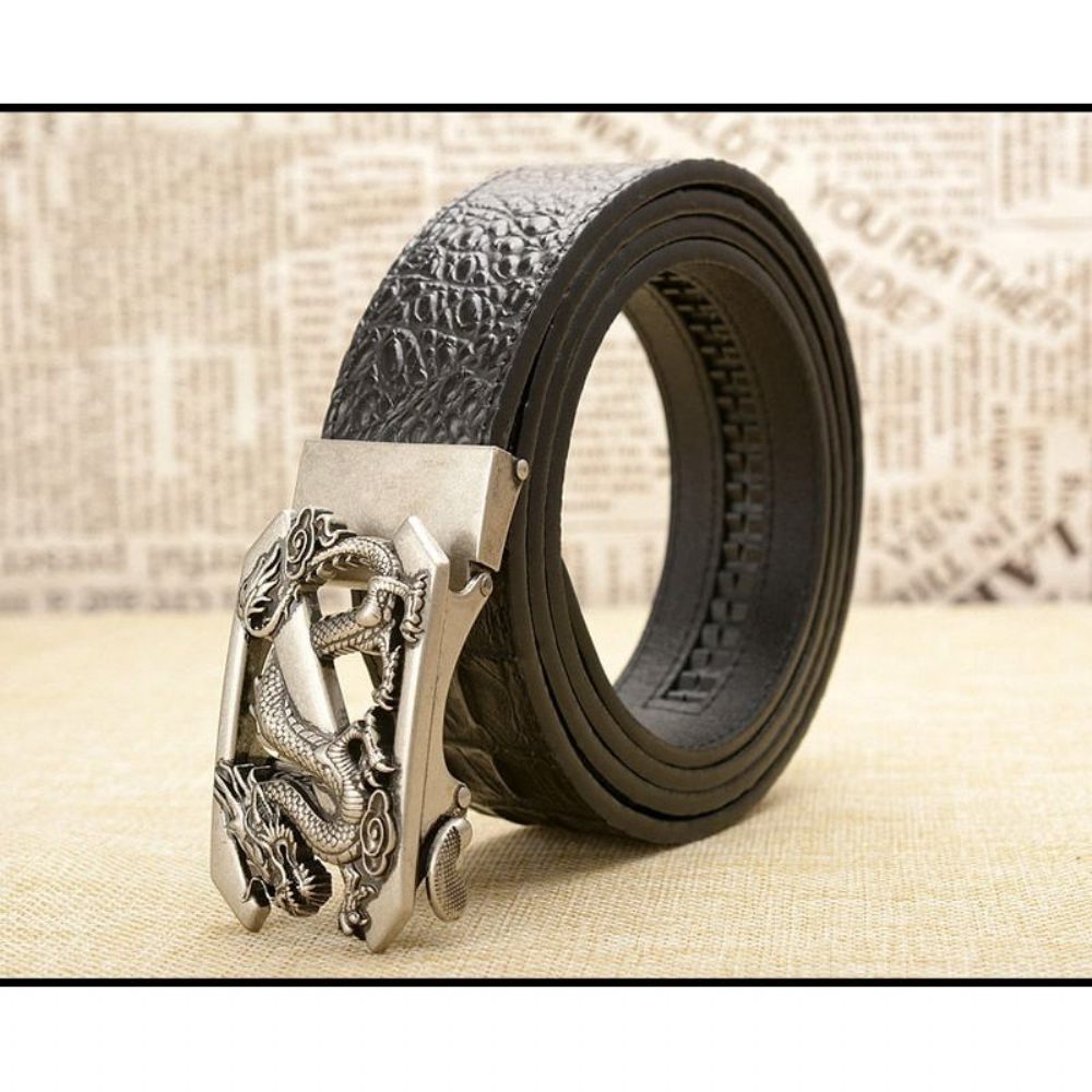 Ceintures Pour Hommes Ceinture À Bracelet Cuir Crocodile Exotique - Café 2