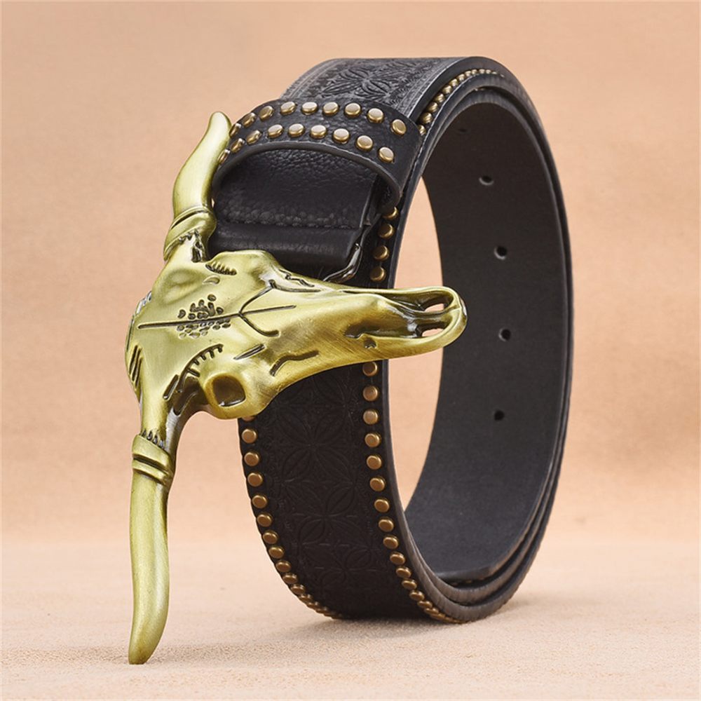 Ceintures Pour Hommes Ceinture Chic À Motif Lettres Métal - Noir