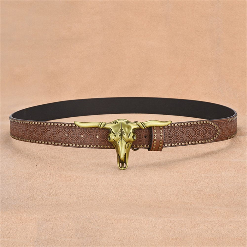 Ceintures Pour Hommes Ceinture Chic À Motif Lettres Métal - Marron