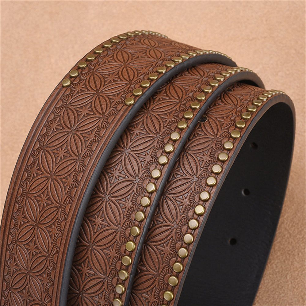 Ceintures Pour Hommes Ceinture Chic À Motif Lettres Métal - Marron