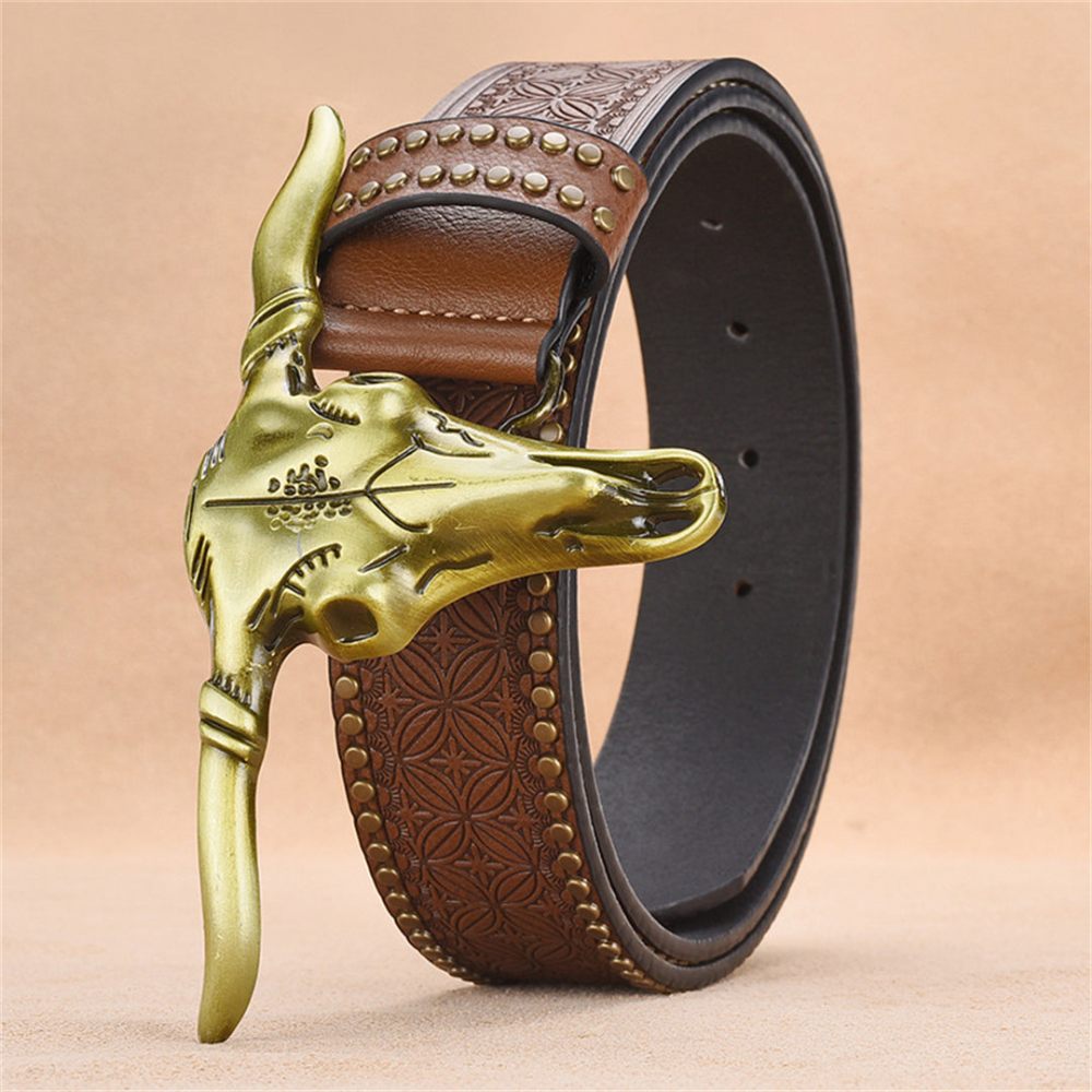 Ceintures Pour Hommes Ceinture Chic À Motif Lettres Métal - Marron