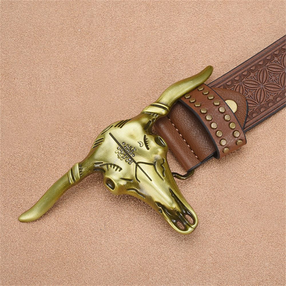 Ceintures Pour Hommes Ceinture Chic À Motif Lettres Métal - Marron