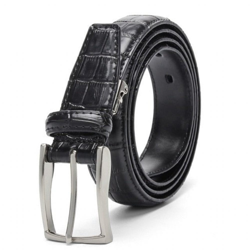 Ceintures Pour Hommes Ceinture Cuir À Boucle Ardillon Exotique - Noir