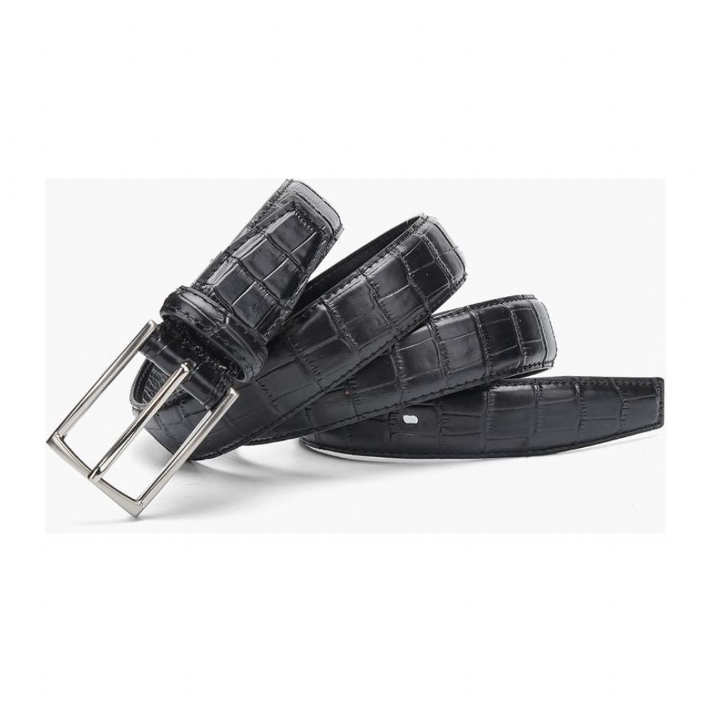 Ceintures Pour Hommes Ceinture Cuir À Boucle Ardillon Exotique - Noir