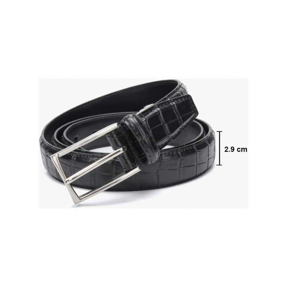 Ceintures Pour Hommes Ceinture Cuir À Boucle Ardillon Exotique - Noir