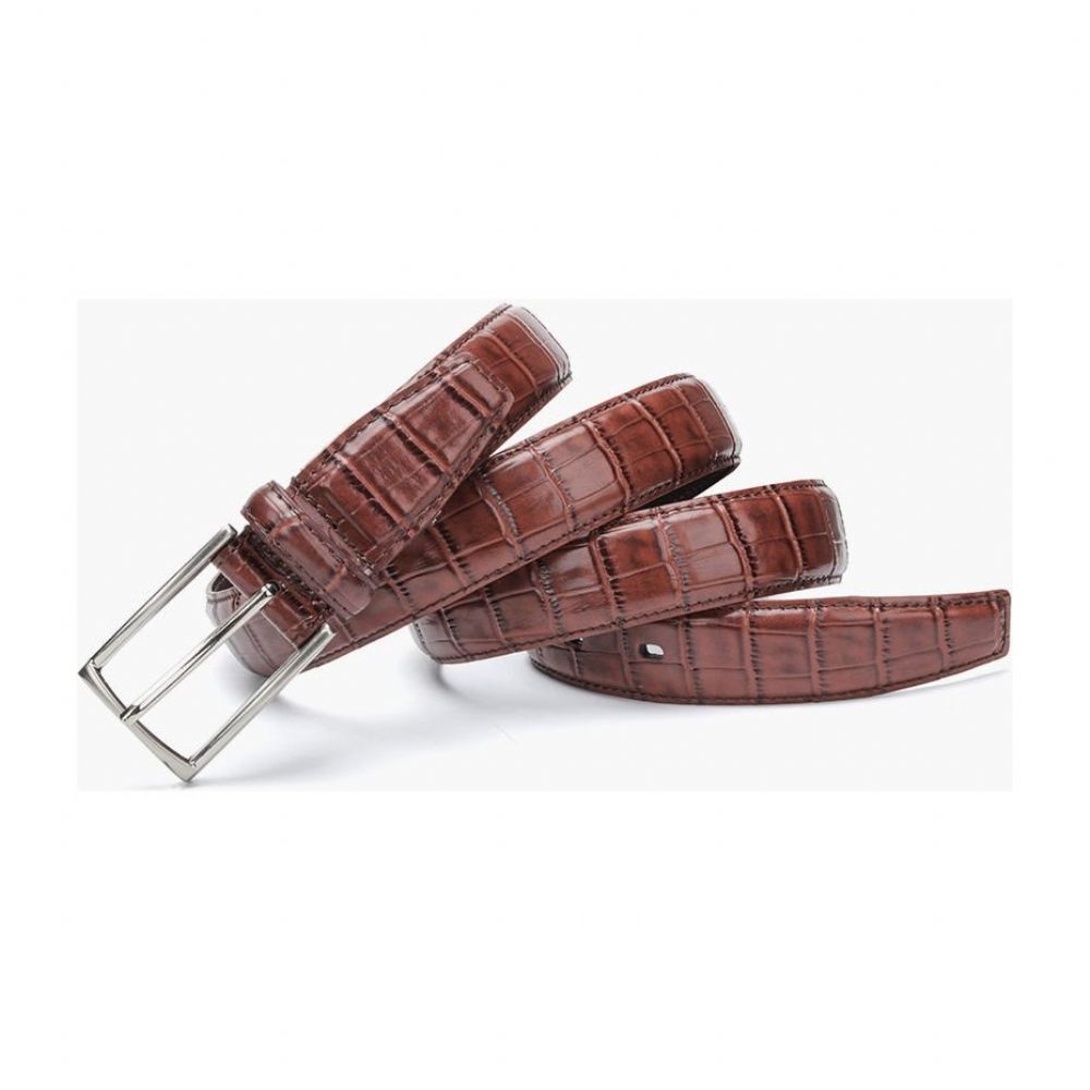 Ceintures Pour Hommes Ceinture Cuir À Boucle Ardillon Exotique - Café