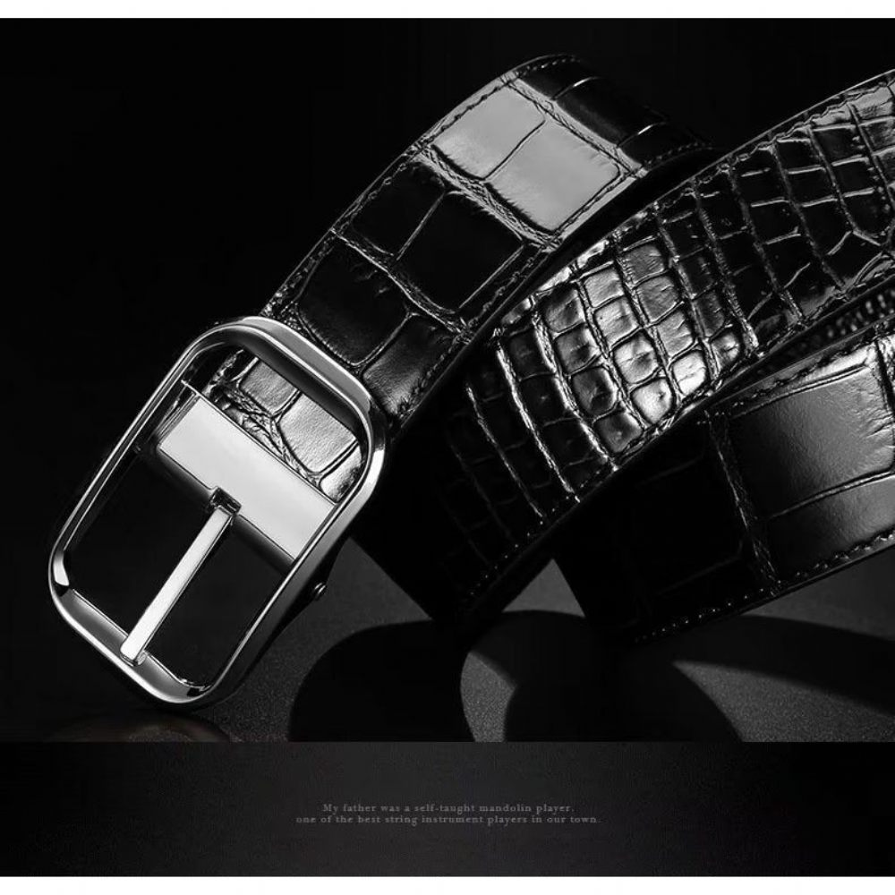 Ceintures Pour Hommes Ceinture Cuir Crocodile - Noir