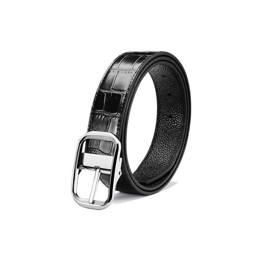 Ceintures Pour Hommes Ceinture Cuir Crocodile - Noir