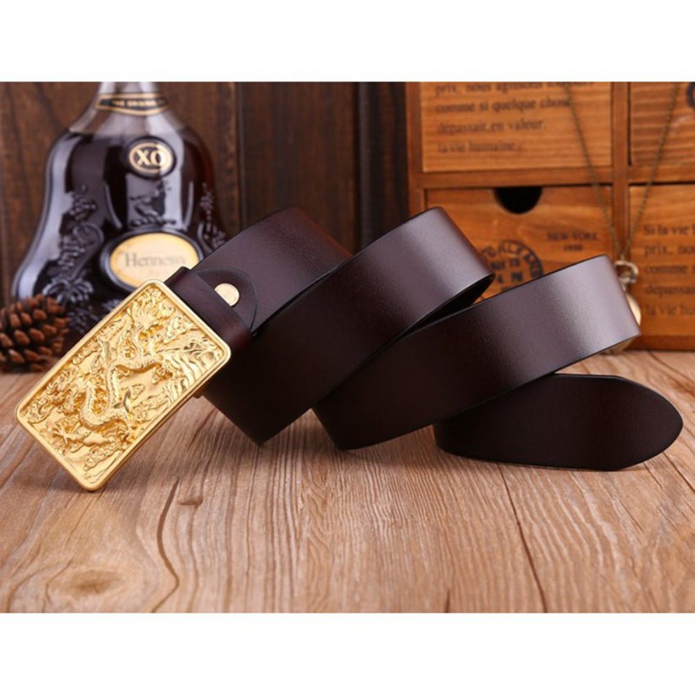 Ceintures Pour Hommes Ceinture Cuir Doré Exotique - Café