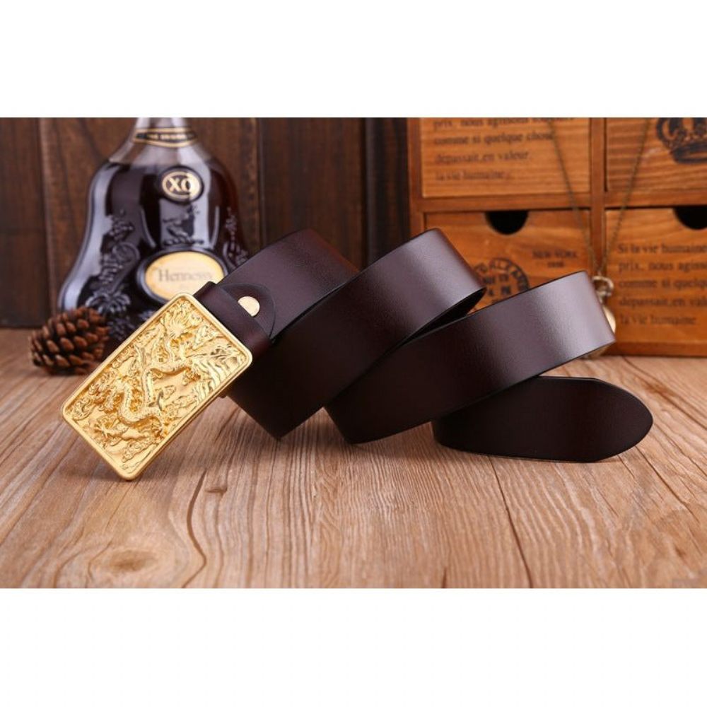 Ceintures Pour Hommes Ceinture Cuir Doré Exotique - Café