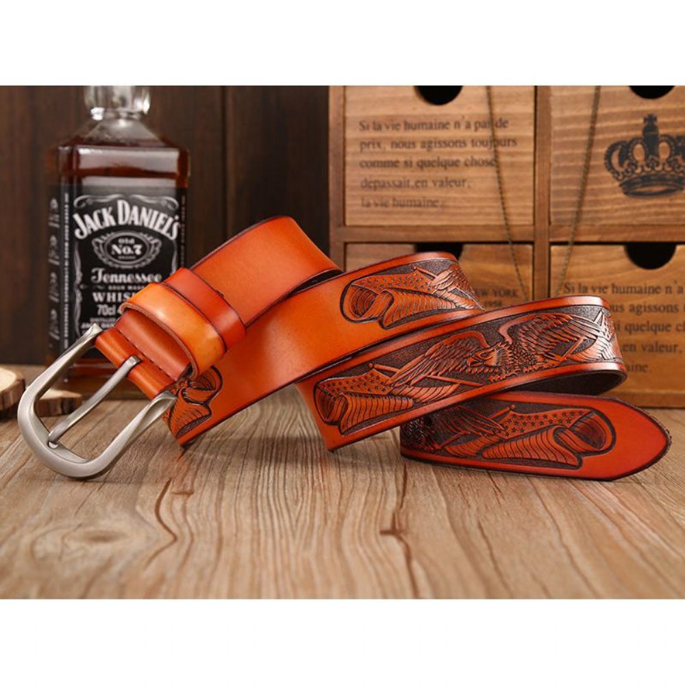 Ceintures Pour Hommes Ceinture Cuir Gaufré - Orange