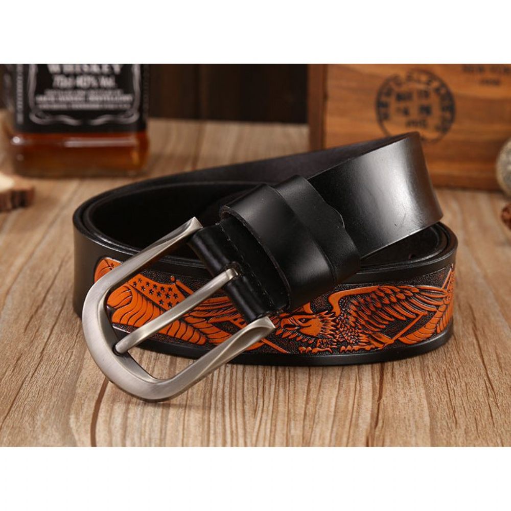 Ceintures Pour Hommes Ceinture Cuir Gaufré - Orange