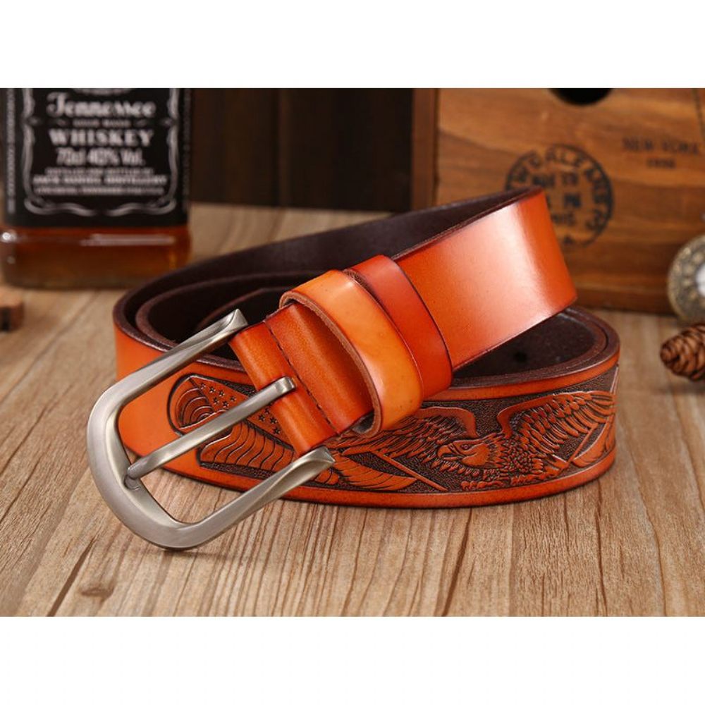 Ceintures Pour Hommes Ceinture Cuir Gaufré - Orange