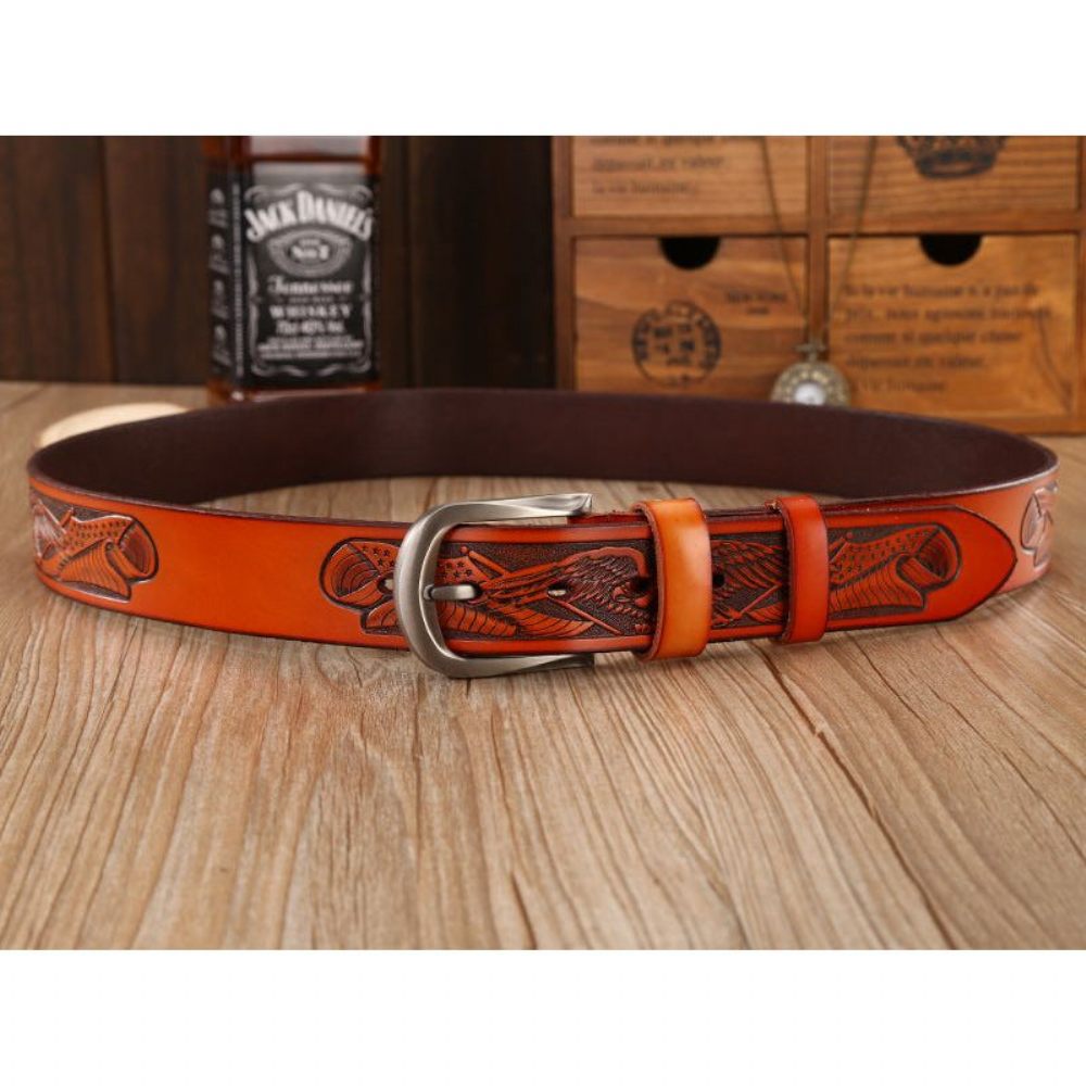 Ceintures Pour Hommes Ceinture Cuir Gaufré - Orange