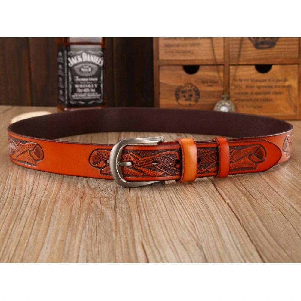 Ceintures Pour Hommes Ceinture Cuir Gaufré - Orange