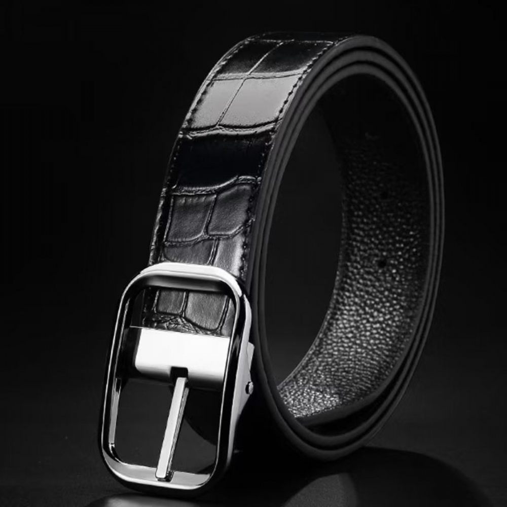 Ceintures Pour Hommes Ceinture Cuir Gaufré Croco Exquise - Argent