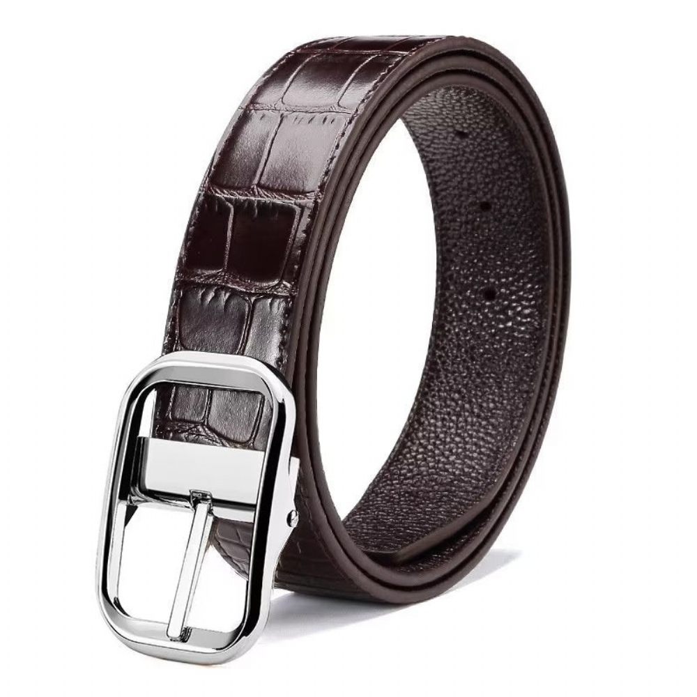 Ceintures Pour Hommes Ceinture Cuir Gaufré Croco Exquise - Argent