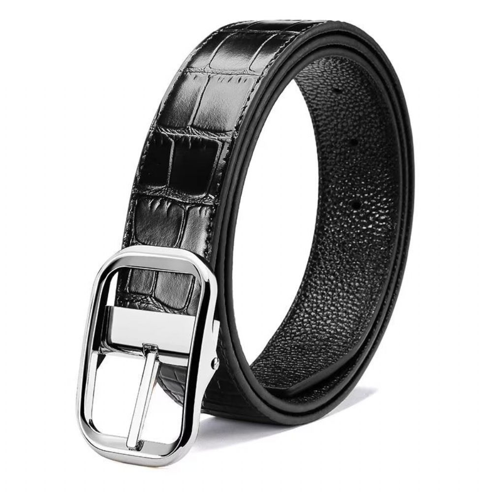 Ceintures Pour Hommes Ceinture Cuir Gaufré Croco Exquise - Argent