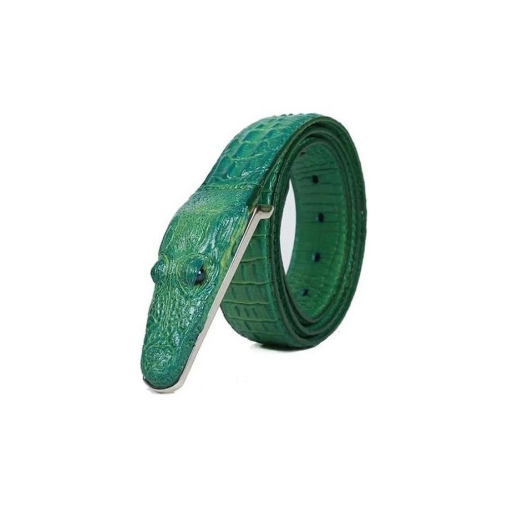 Ceintures Pour Hommes Ceinture Cuir Imprimé Alligator Exotique - Vert