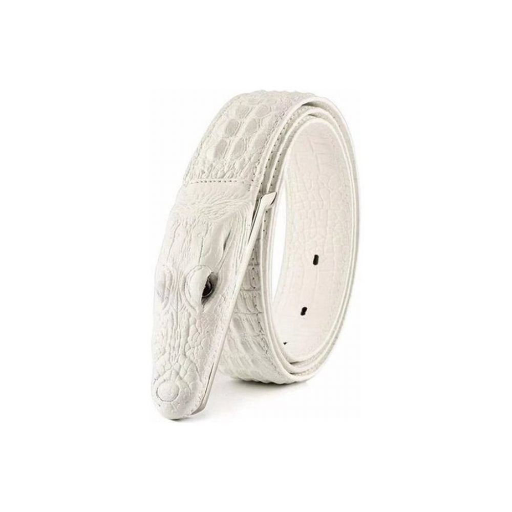 Ceintures Pour Hommes Ceinture Cuir Imprimé Alligator Exotique - Blanc