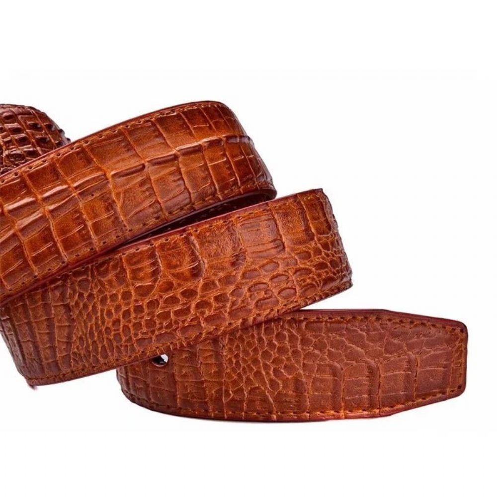 Ceintures Pour Hommes Ceinture Cuir Imprimé Alligator Exotique - Orange