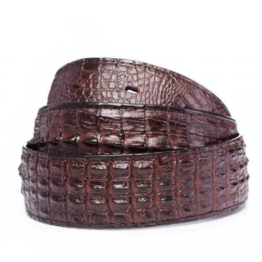 Ceintures Pour Hommes Ceinture Cuir Imprimé Alligator Exotique - Café