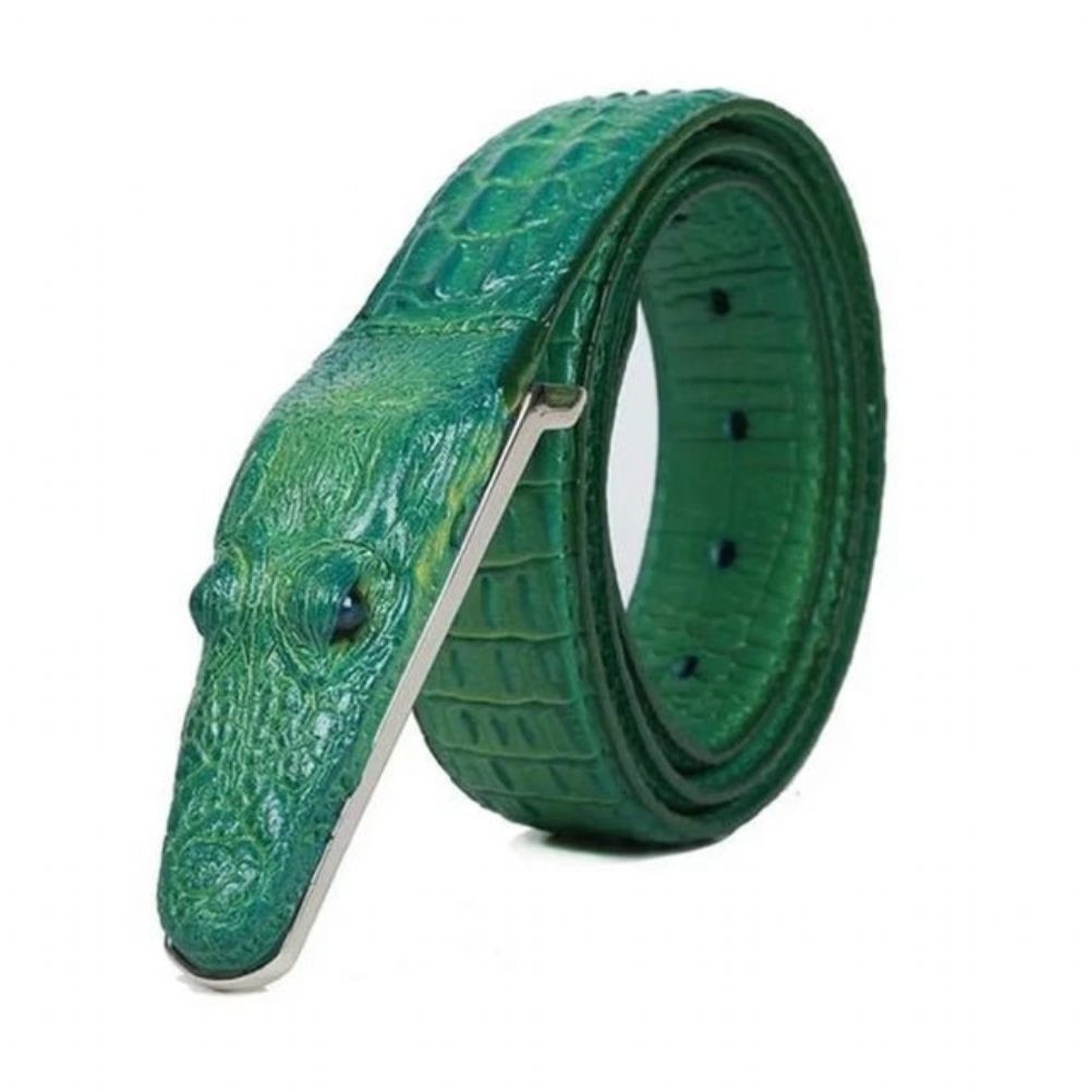 Ceintures Pour Hommes Ceinture Cuir Imprimé Alligator Exotique - Vert