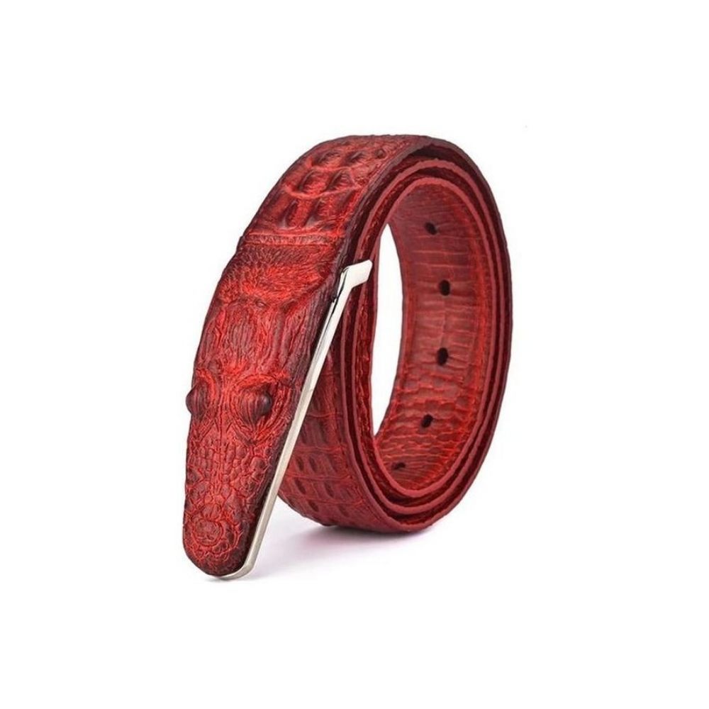 Ceintures Pour Hommes Ceinture Cuir Imprimé Alligator Exotique - Rouge