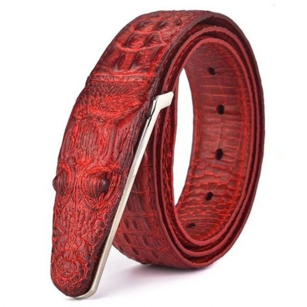 Ceintures Pour Hommes Ceinture Cuir Imprimé Alligator Exotique - Rouge