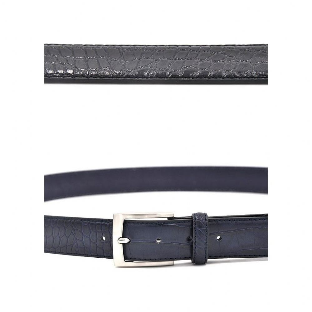 Ceintures Pour Hommes Ceinture Cuir Texturé Luxe Alligator - Bleu