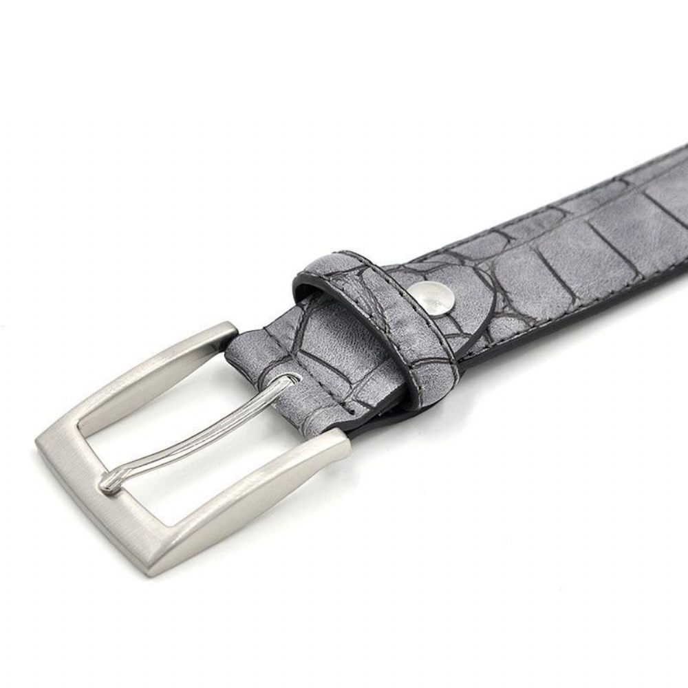 Ceintures Pour Hommes Ceinture Cuir Texturé Luxe Alligator - Gris