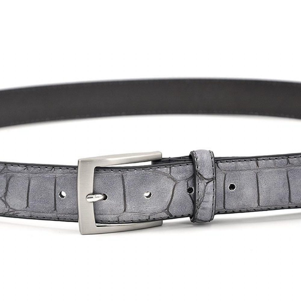 Ceintures Pour Hommes Ceinture Cuir Texturé Luxe Alligator - Gris