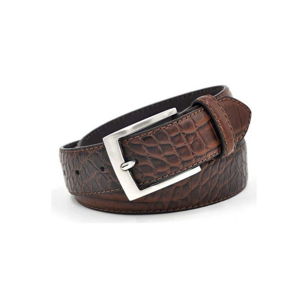 Ceintures Pour Hommes Ceinture Cuir Texturé Luxe Alligator - Café