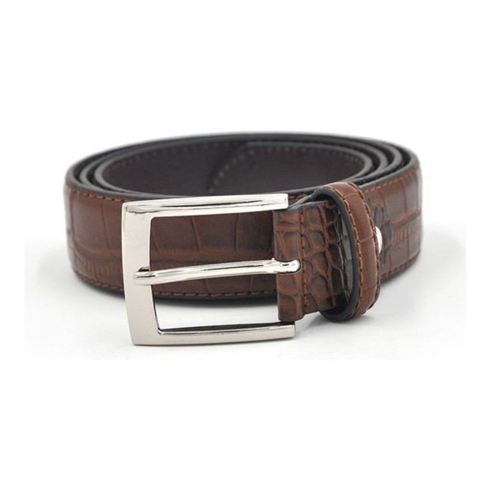 Ceintures Pour Hommes Ceinture Cuir Texturé Luxe Alligator - Café