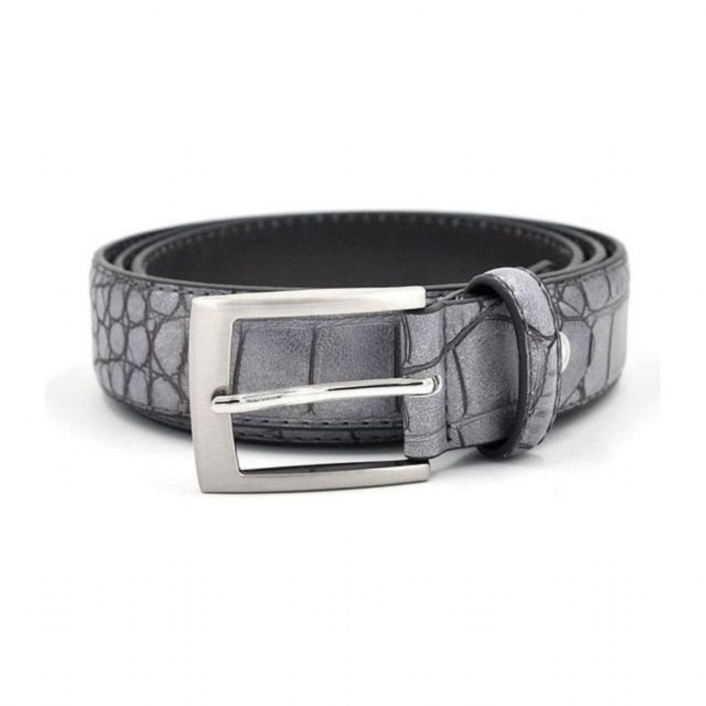 Ceintures Pour Hommes Ceinture Cuir Texturé Luxe Alligator - Gris