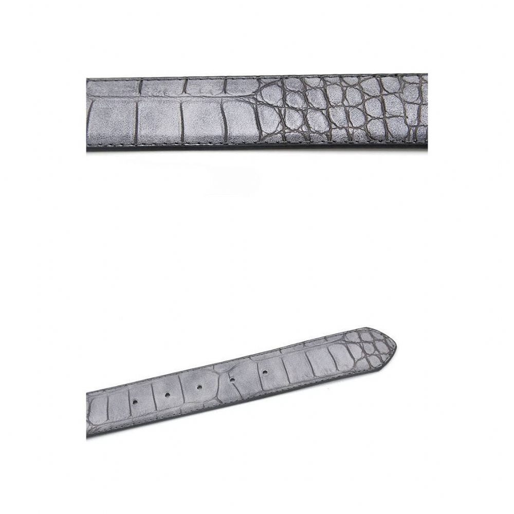 Ceintures Pour Hommes Ceinture Cuir Texturé Luxe Alligator - Gris