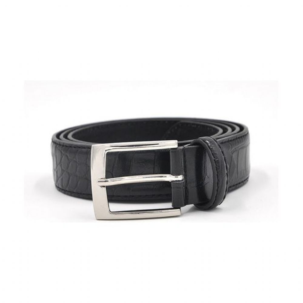 Ceintures Pour Hommes Ceinture Cuir Texturé Luxe Alligator - Noir