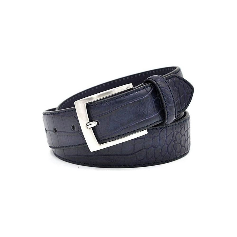 Ceintures Pour Hommes Ceinture Cuir Texturé Luxe Alligator - Bleu