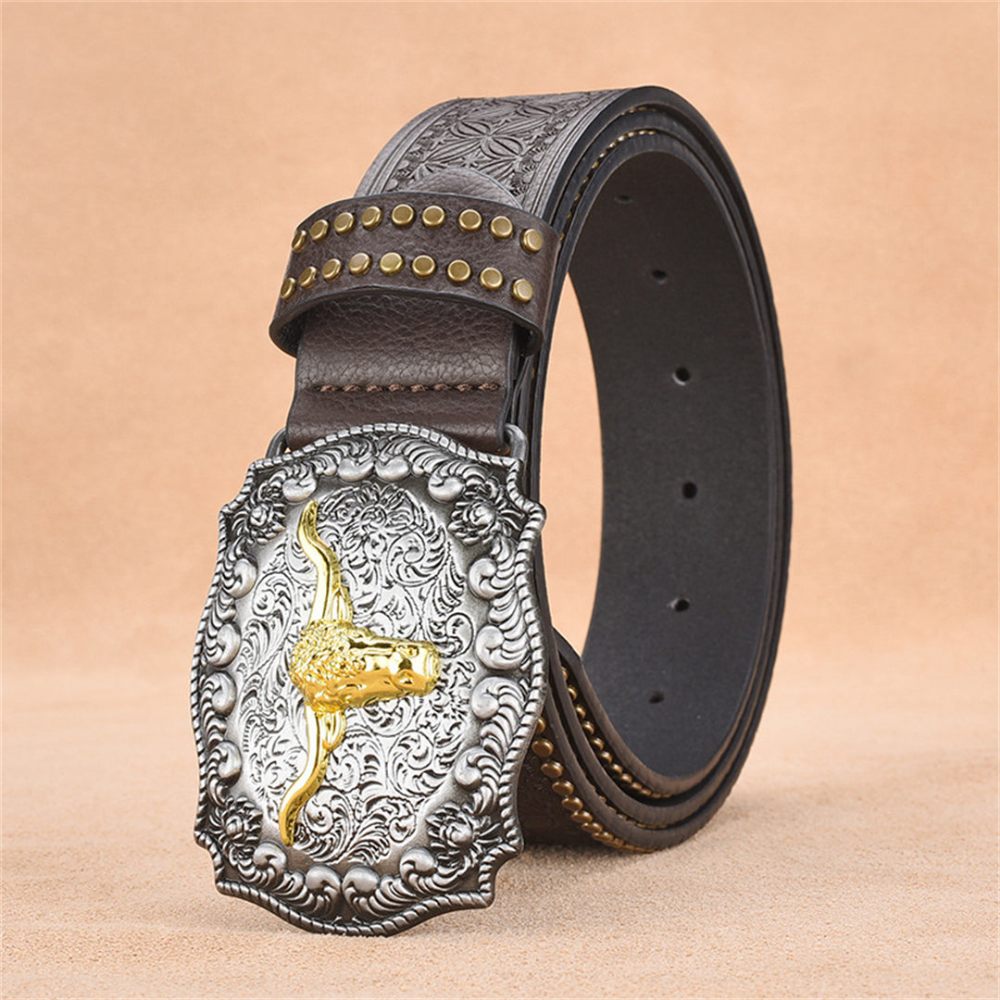 Ceintures Pour Hommes Ceinture Cuir Vache Automatique Luxe - Café