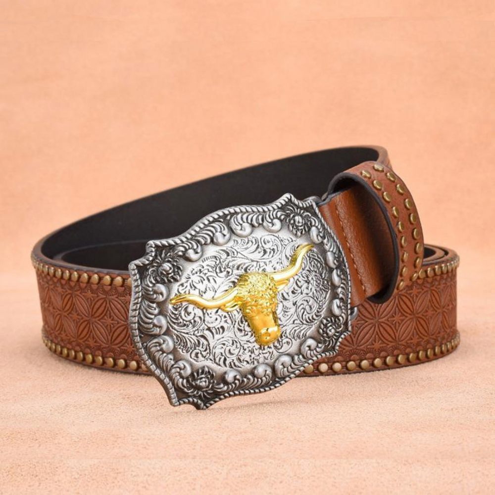 Ceintures Pour Hommes Ceinture Cuir Vache Automatique Luxe - Marron